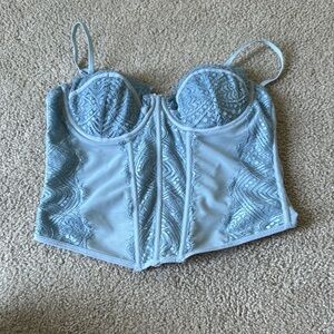 Garage Light Blue Lace Corset Top